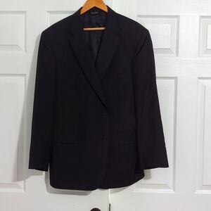 JoS A Bank Sports Coat 46L Black with Blue stripes